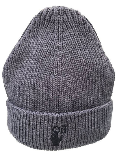 Embroidery Hand Logo Beanie Grey - OFF WHITE - BALAAN 2