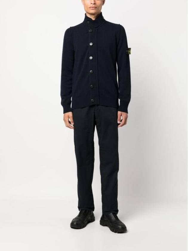 Lambswool Knit Cardigan Navy - STONE ISLAND - BALAAN 3