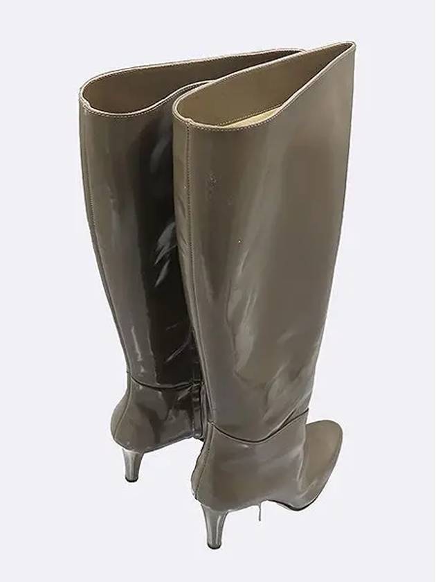 Moss Gray Glossy Leather Women s Long Boots 245MM - JIMMY CHOO - BALAAN 6