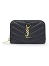 Cassandre Matelasse Lambskin Coin Wallet Black - SAINT LAURENT - BALAAN 3