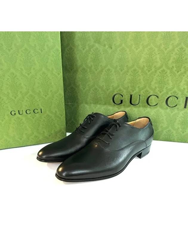 Men's Double G Lace-Up Leather Oxford Black - GUCCI - BALAAN 10