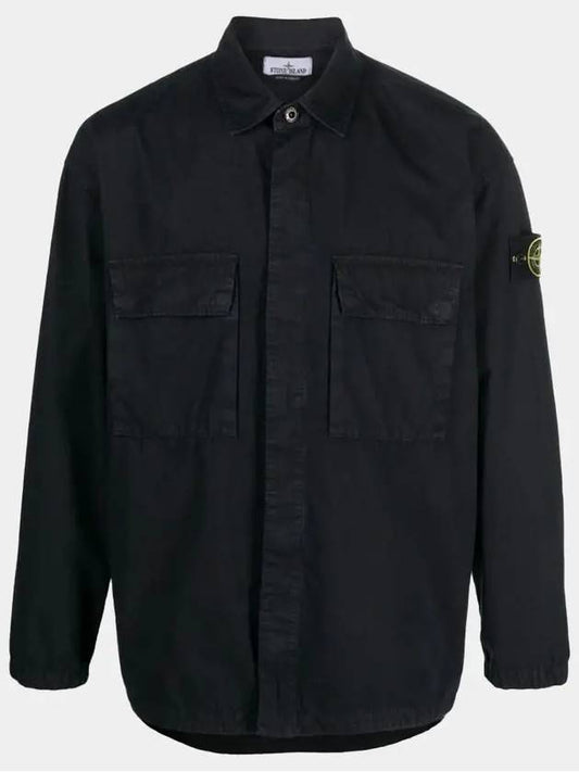 Old Treatment Garment Dyed Overshirt Jacket Navy - STONE ISLAND - BALAAN 2