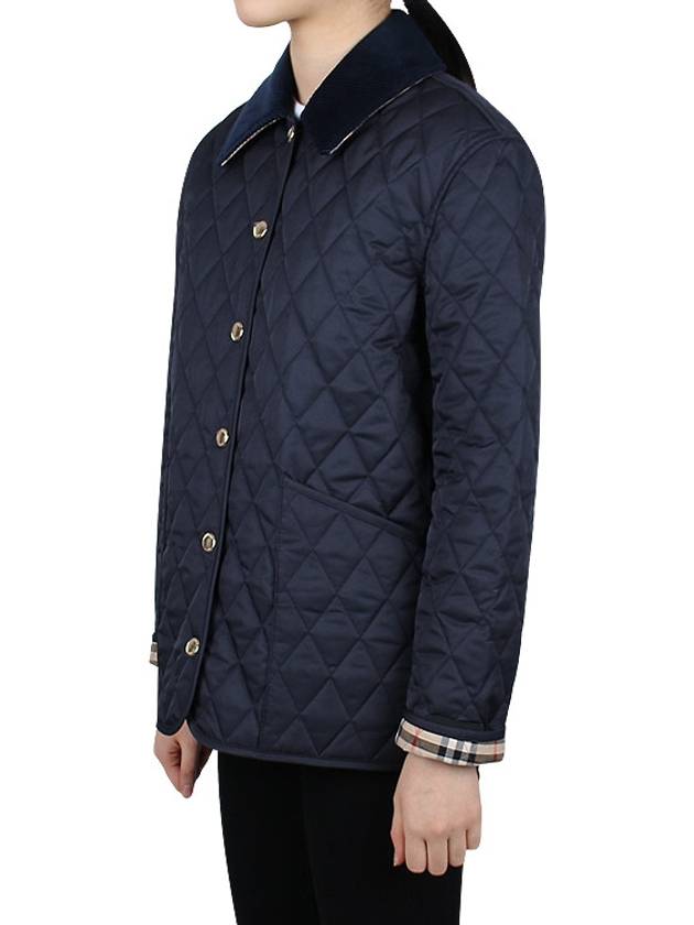 Corduroy Collar Quilted Jacket Dark Blue - BURBERRY - BALAAN 5