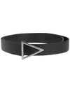 Triangle Silver Buckle Leather Belt Nero - BOTTEGA VENETA - BALAAN 1
