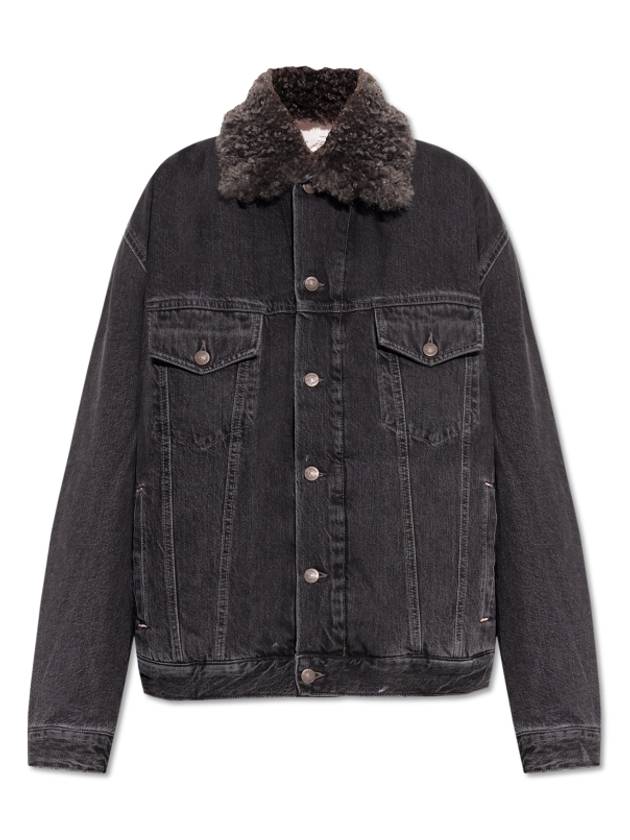 Sherpa Collar Denim Jacket Black - ACNE STUDIOS - BALAAN 2