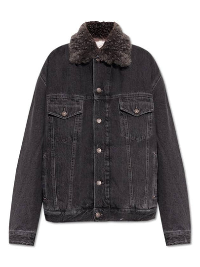 Sherpa Collar Denim Jacket Black - ACNE STUDIOS - BALAAN 2