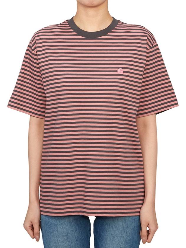 Verner Stripe Short Sleeve T-Shirt Red - CARHARTT WIP - BALAAN 2