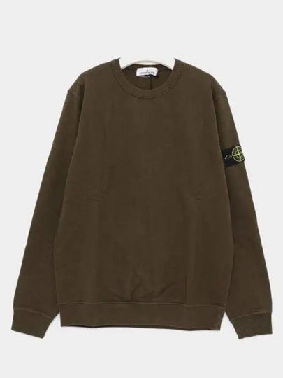 Brushed Cotton Fleece Garment Dyed Crewneck Sweatshirt Olive Green - STONE ISLAND - BALAAN 2