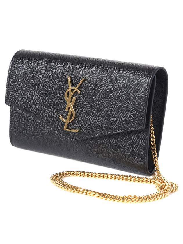 Monogram Uptown Chain Embossed Leather Long Wallet Black - SAINT LAURENT - BALAAN 3