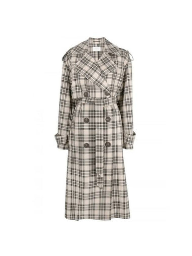 Check Double-Breasted Wool Trench Coat - MAX MARA - BALAAN 1