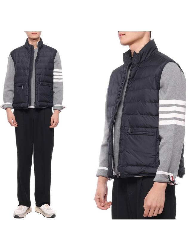 RWB Tab Zip-Up Pocket Vest Navy - THOM BROWNE - BALAAN 3