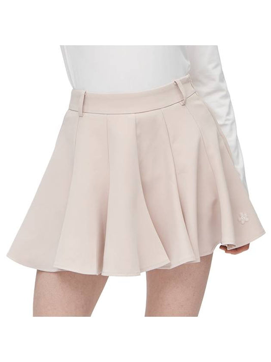 Women's Hello Buddy Flare Mini Skirt Beige - GOXO - BALAAN 1