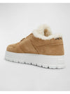 Triangle Logo Shearling Suede Low-Top Sneakers Ecru - PRADA - BALAAN 3