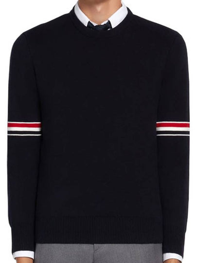 Men's Milan Stitch Armband Crew Neck Knit Top Navy - THOM BROWNE - BALAAN 2