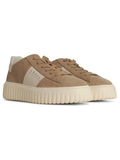 Hogan 'H Stripes' Beige Suede Sneakers - HOGAN - BALAAN 2