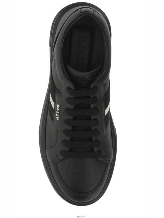 Moony Striped Leather Low Top Sneakers Black - BALLY - BALAAN 5