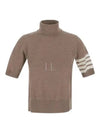 Fine Merino 4 Bar Relaxed Short Sleeve Turtleneck Brown - THOM BROWNE - BALAAN 2