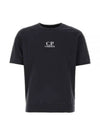 Men's Logo Print Crew Neck Cotton Short Sleeve T-Shirt Navy - CP COMPANY - BALAAN 2