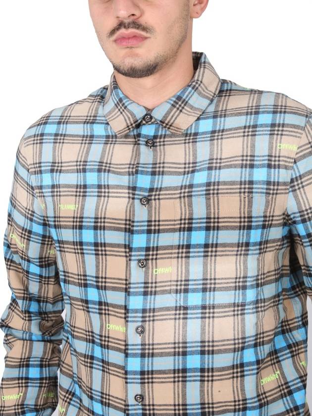 Men's Check Print Long Sleeve Shirt - OFF WHITE - BALAAN 5