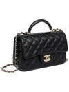 Gold Hardware Top Handle Mini Lambskin Flap Cross Bag Black - CHANEL - BALAAN 4