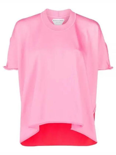 Women s Two tone Oversized Short Sleeve T Shirt Pink 629983 VKWC0 - BOTTEGA VENETA - BALAAN 1