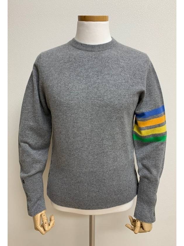 Three line tab color 4 round neck knit 1 - THOM BROWNE - BALAAN 1