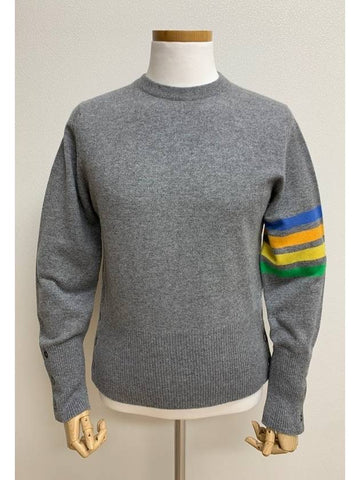 Three line tab color 4 round neck knit 1 - THOM BROWNE - BALAAN 1