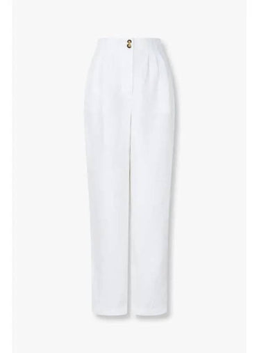 Women s Linen Blend Pleated Pants White - EMPORIO ARMANI - BALAAN 1