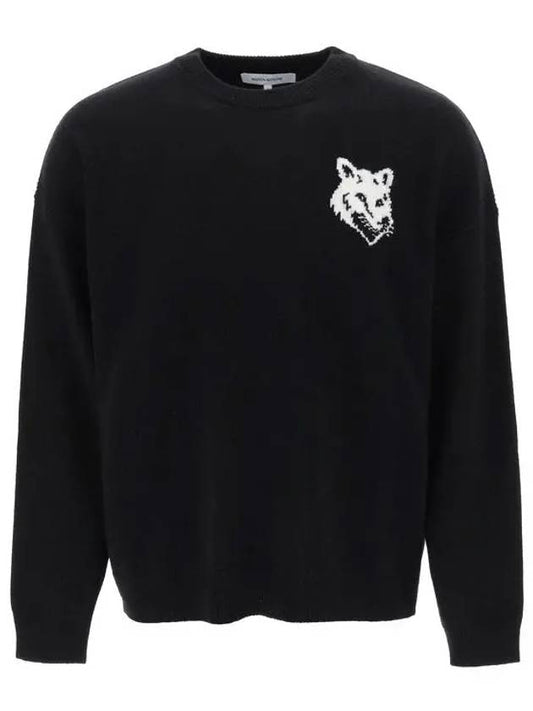 Intarsia Fox Head Comfort Knit Top Black - MAISON KITSUNE - BALAAN 2