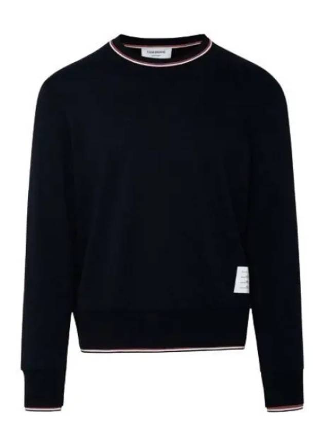 Logo Tab RWB Stripe Trimming Knit Top Navy - THOM BROWNE - BALAAN 2