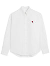 Button Down Boxy Fit Oxford Long Sleeve Shirt Natural White - AMI - BALAAN 2