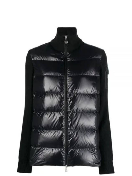 Padded Wool Cardigan Black - MONCLER - BALAAN 2