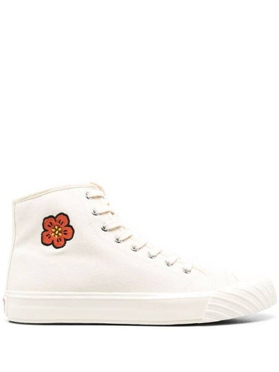 School Boke Flower Cotton High-Top Sneakers Cream - KENZO - BALAAN 2