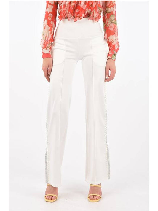 Women's Casual Bead Strass Palazzo Slacks White - PHILIPP PLEIN - BALAAN 1