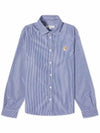 Fox Head Stripe Long Sleeve Shirt Blue - MAISON KITSUNE - BALAAN 2