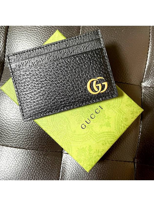 GG Marmont Leather Card Wallet Black - GUCCI - BALAAN 2