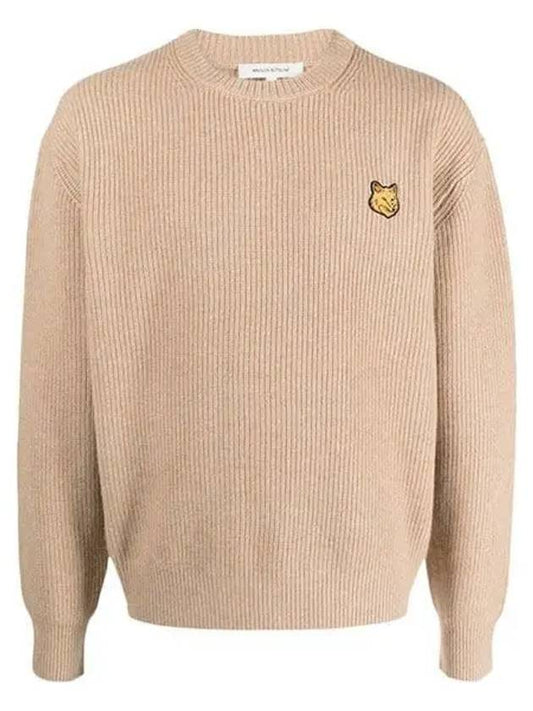 Bold Fox Head Patch Comfort Ribbed Knit Top Beige - MAISON KITSUNE - BALAAN 2