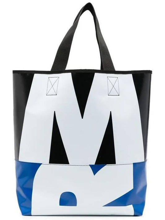 two-tone logo tote bag black blue - MARNI - BALAAN.
