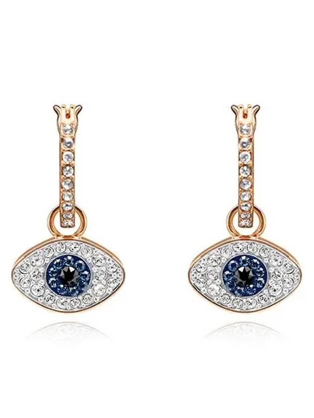 Evil Eye Hoop Earrings Blue Rose Gold - SWAROVSKI - BALAAN 3