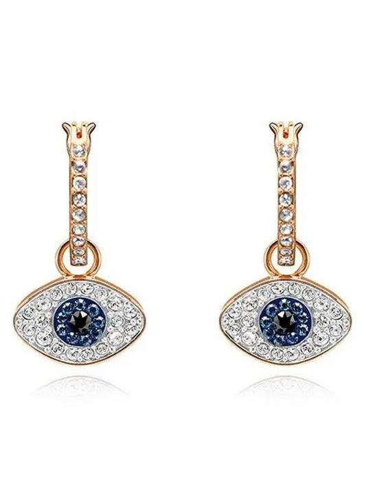 Evil Eye Hoop Earrings Blue Rose Gold - SWAROVSKI - BALAAN 2