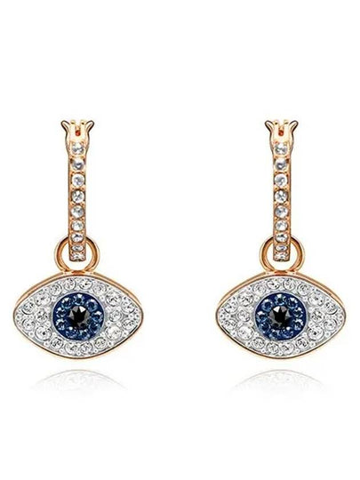 Evil Eye Hoop Earrings Blue Rose Gold - SWAROVSKI - BALAAN 2