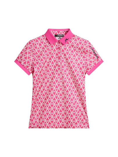 Tour Tech Geo Print Short Sleeve Polo Shirt Fuchsia Purple - J.LINDEBERG - BALAAN 2