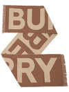 Logo Fringe Wool Muffler Birch Brown - BURBERRY - BALAAN.