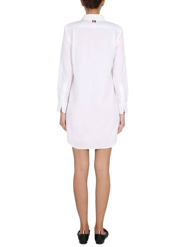 Women's Point Collar Poplin Short Dress White - THOM BROWNE - BALAAN 3