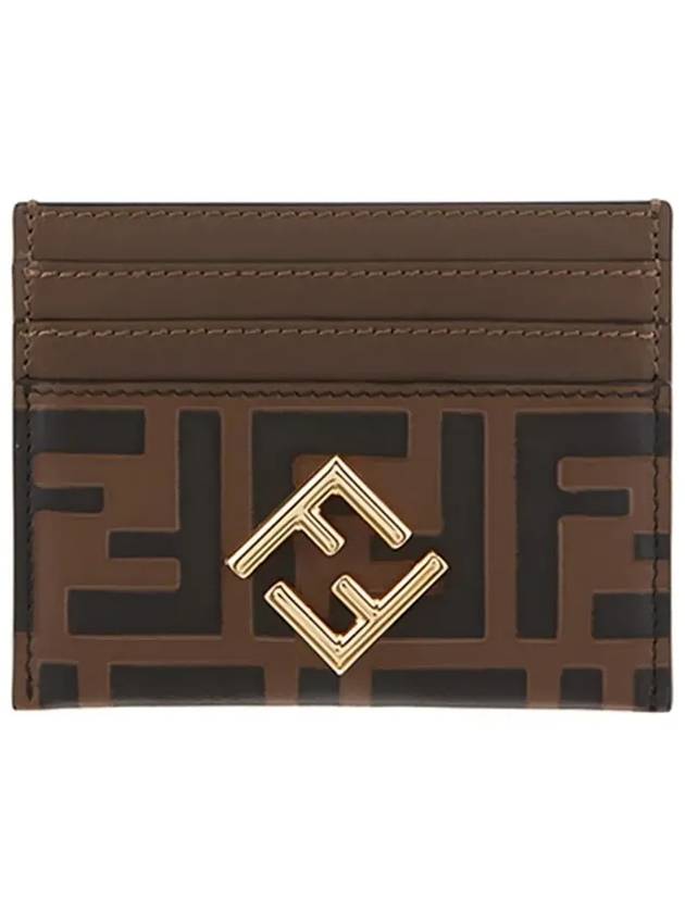 Logo Diamond Leather Card Wallet Brown - FENDI - BALAAN 5