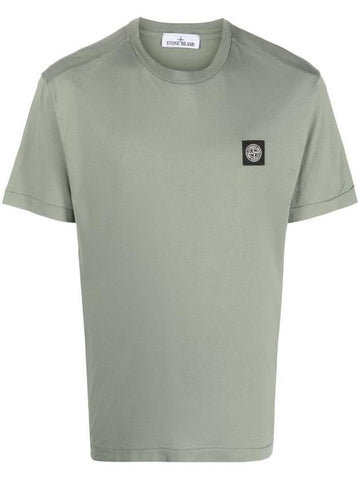 Cotton Jersey Slim Fit Short Sleeve T Shirt Green - STONE ISLAND - BALAAN 1