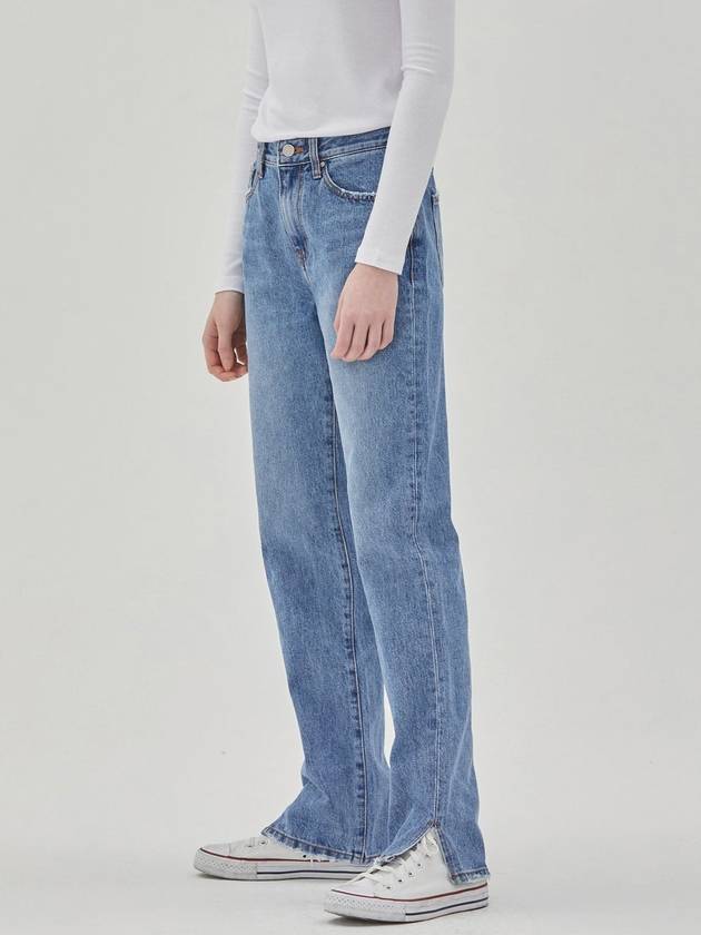 RYUL+WAI: Denim Straight Slit Long Pants Indigo - RYUL+WAI: - BALAAN 2