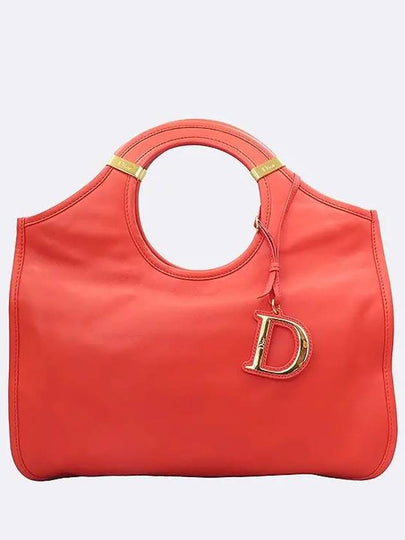 CSK442100 0304 Coral color leather charm decorated tote bag - DIOR - BALAAN 2