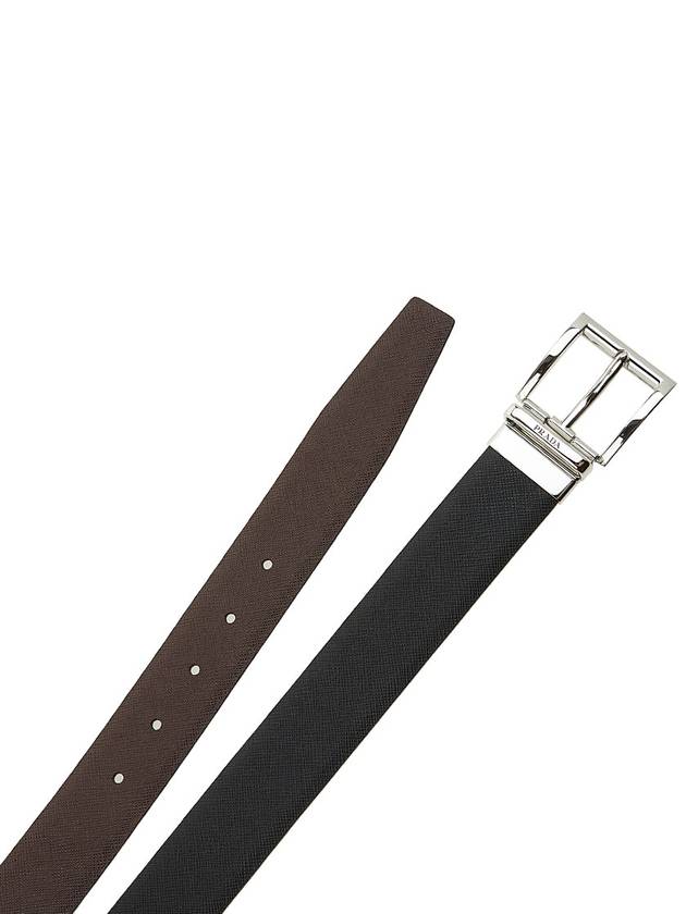 Two-Tone Reversible Saffiano Belt Black Brown - PRADA - BALAAN 9