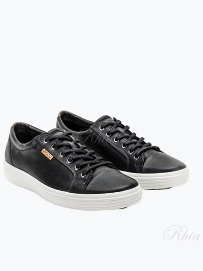 Men's Soft 7 M Leather Low Top Sneakers Black - ECCO - BALAAN 2